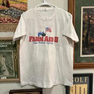 Vintage 1986 Farm Aid 2 Shirt Willie Nelson Guns N Roses Garth Size Large